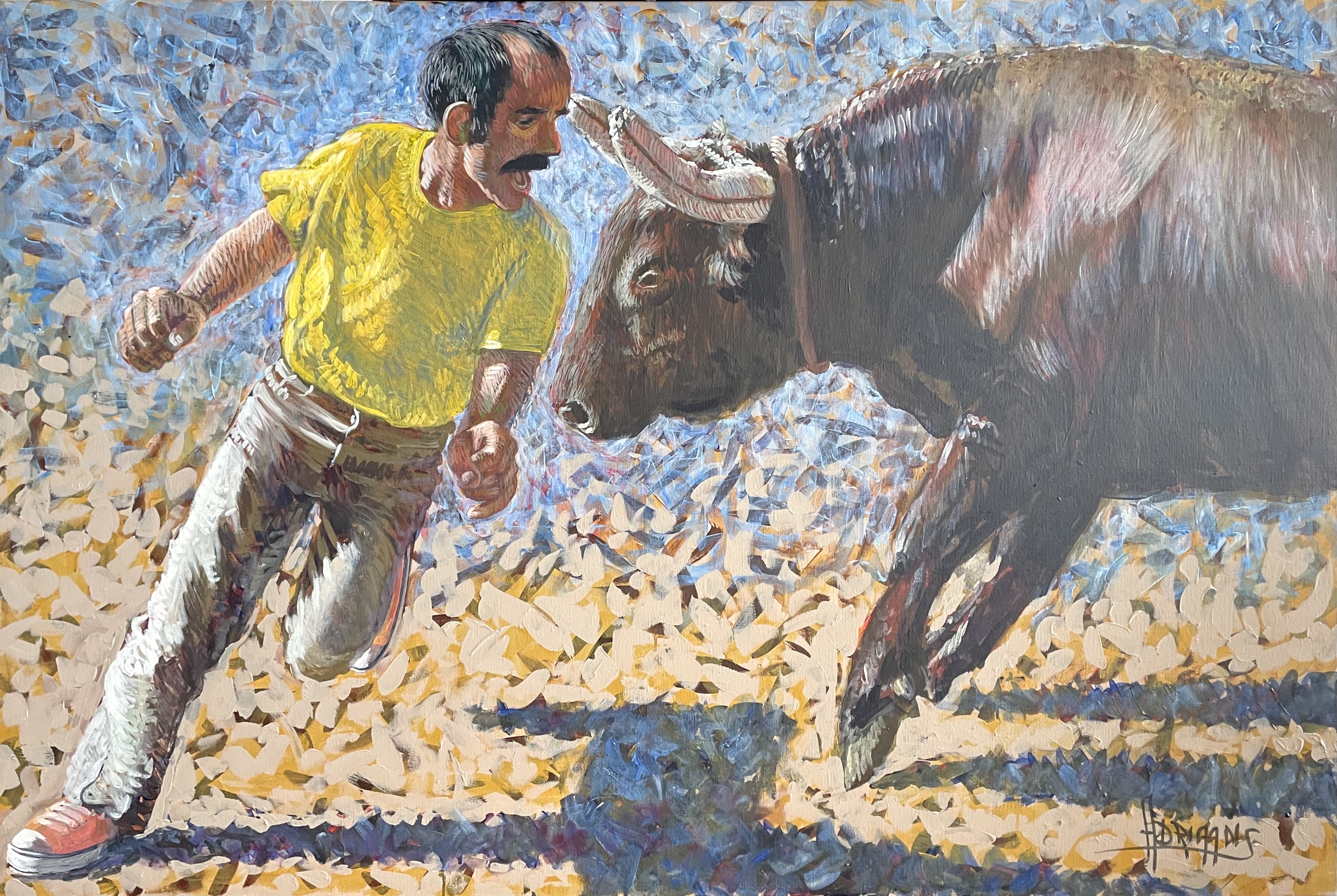 José Cabita dancing  with the bull. 