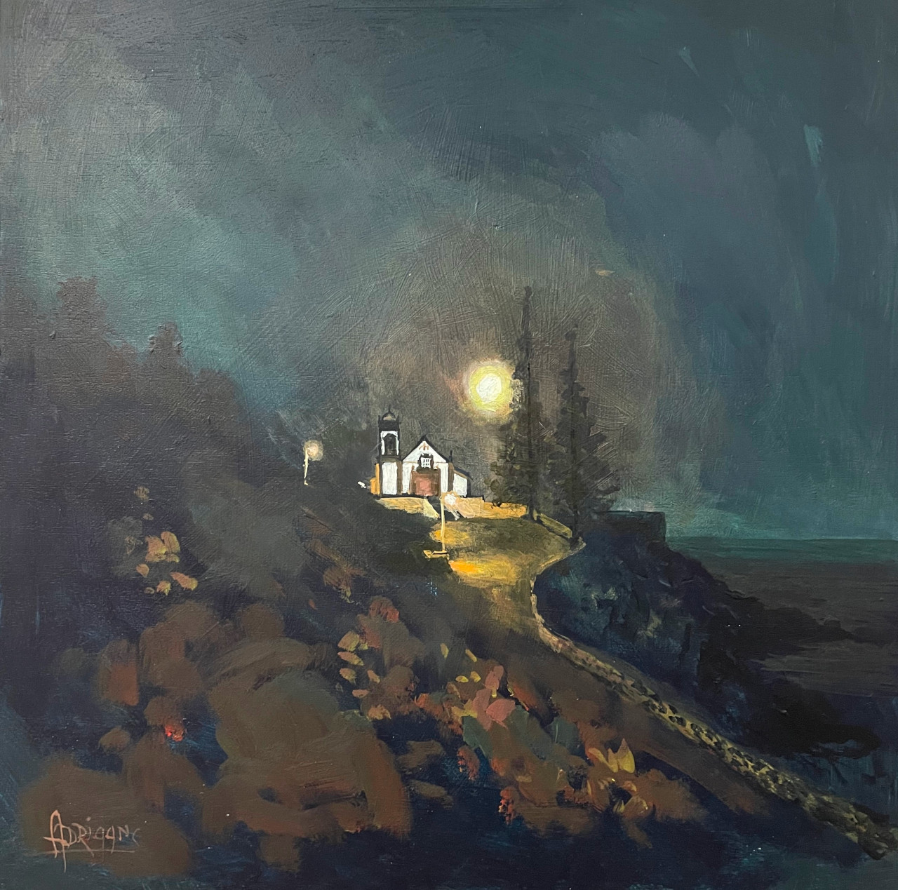 Full moon  over the church St. Barbara